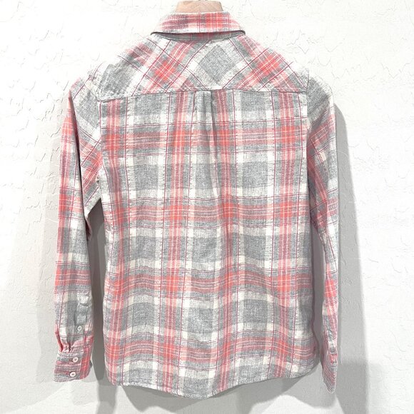 Talbots Top Flannel Metallic Gray Peach Size XS - Picture 2 of 5
